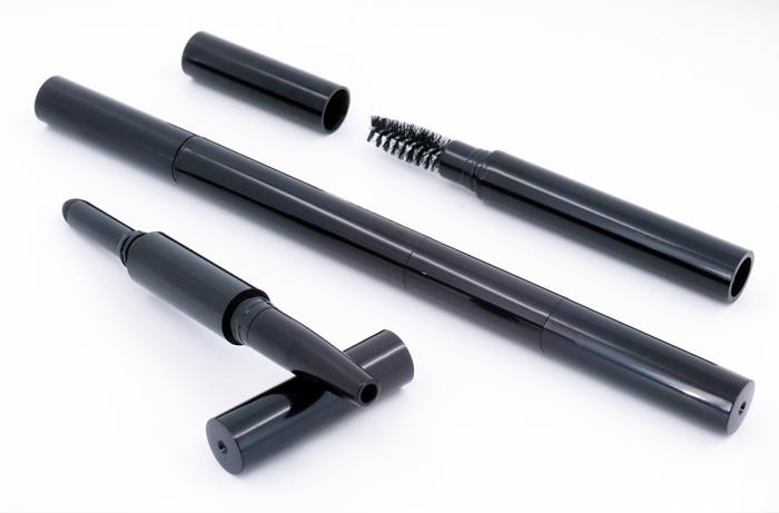 Eyebrow makeup pen with brush applicator
